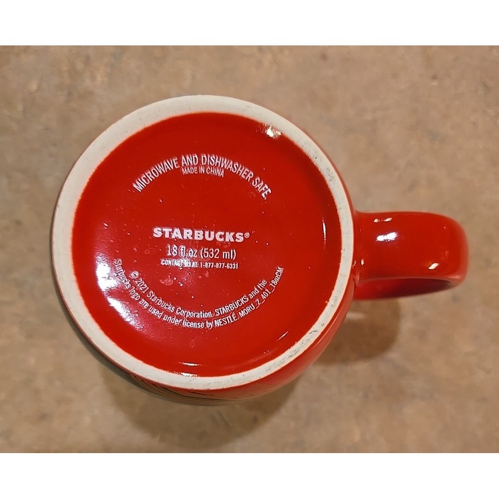 2021‎ Starbucks 18oz Coffee Mug Mermaid Logo Red green gold wavy lines - Picture 4 of 4